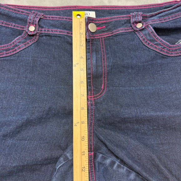Cato Woman 20W Capri Jeans Pink Stitching Denim Blue Plus Size - Picture 8 of 11